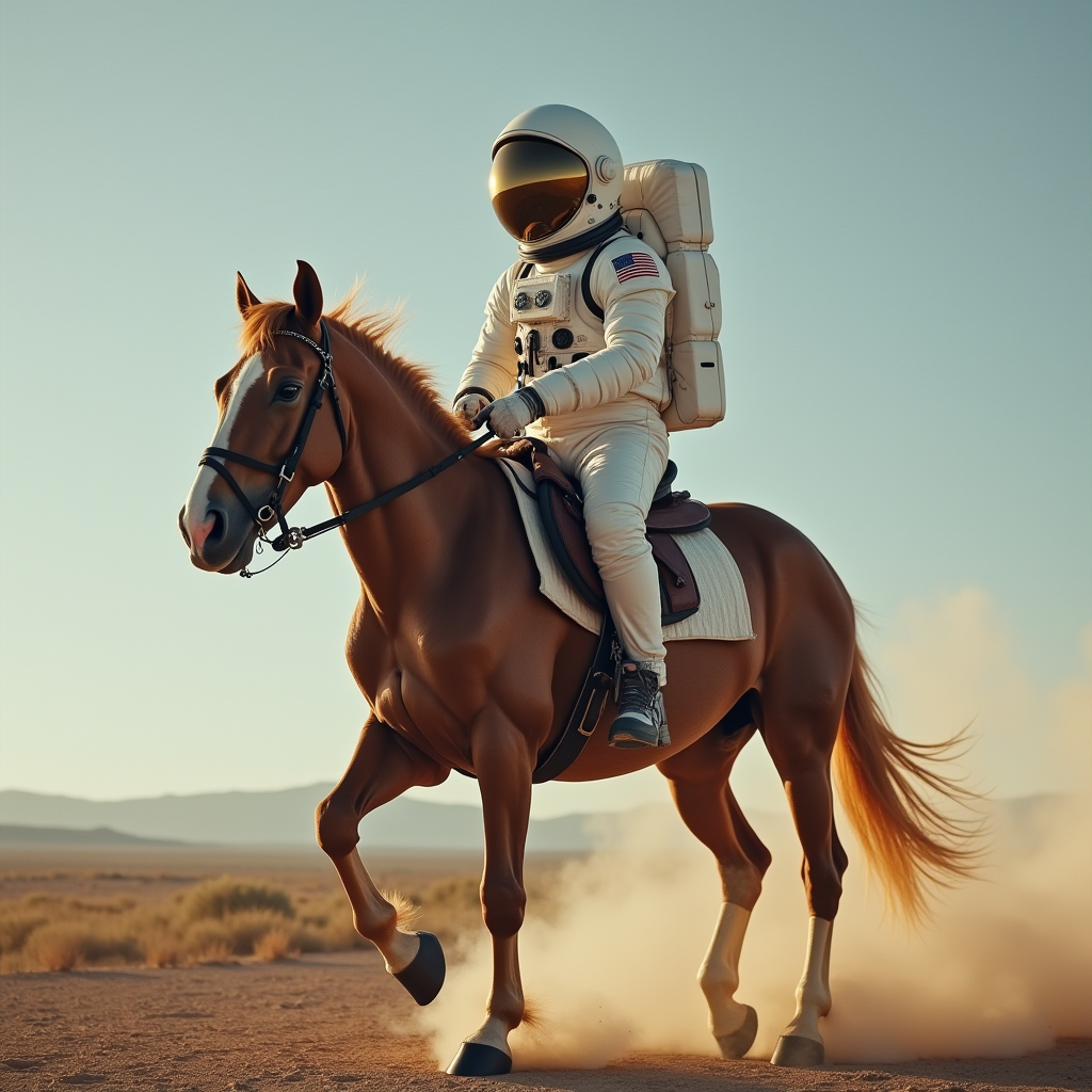 AI-generated image of an astronaut riding a horse.