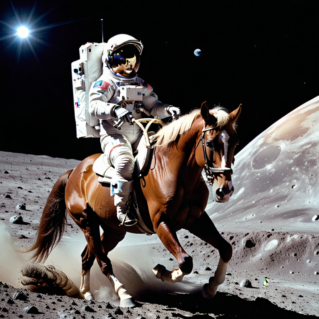 An astronaut riding a horse with a guidance scale of 14.0.