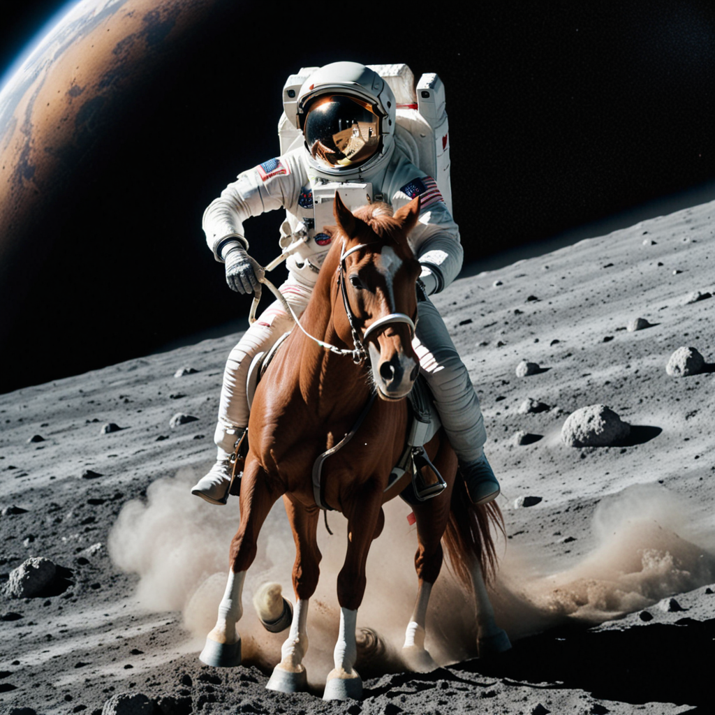 An astronaut riding a horse with the SGM Uniform scheduler.